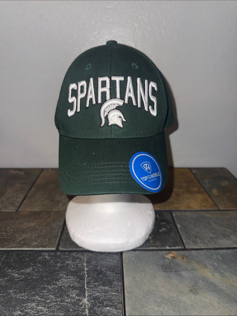 Top of the World Dark Green Spartans Hat with White Logo